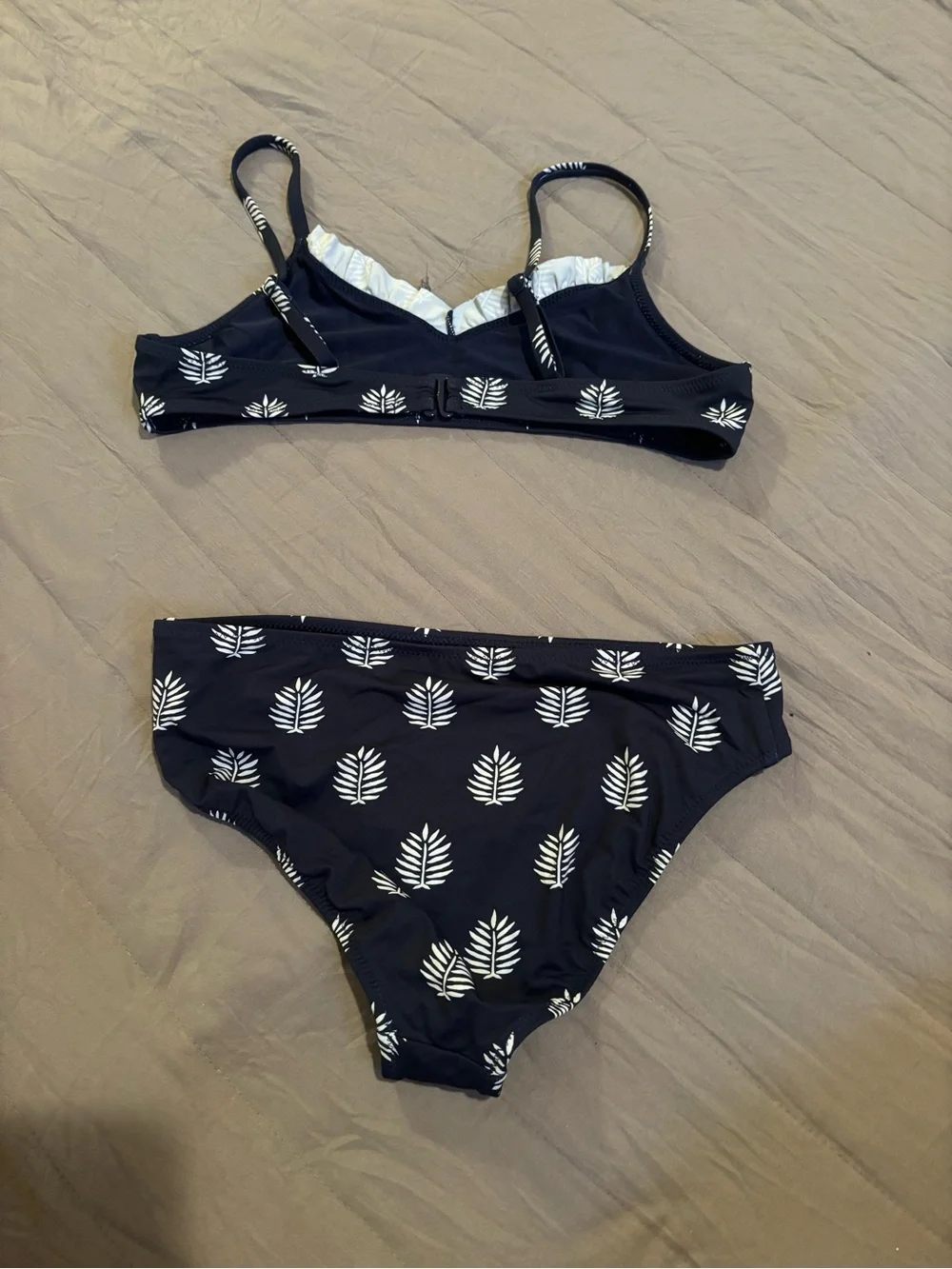 Vineyard Vines Navy Leaf Print Girls Bikini